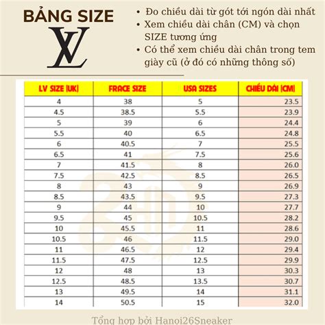 Hướng Dẫn Chọn Size Giày Lv Nam Phù Hợp, Bảng Size Giày 